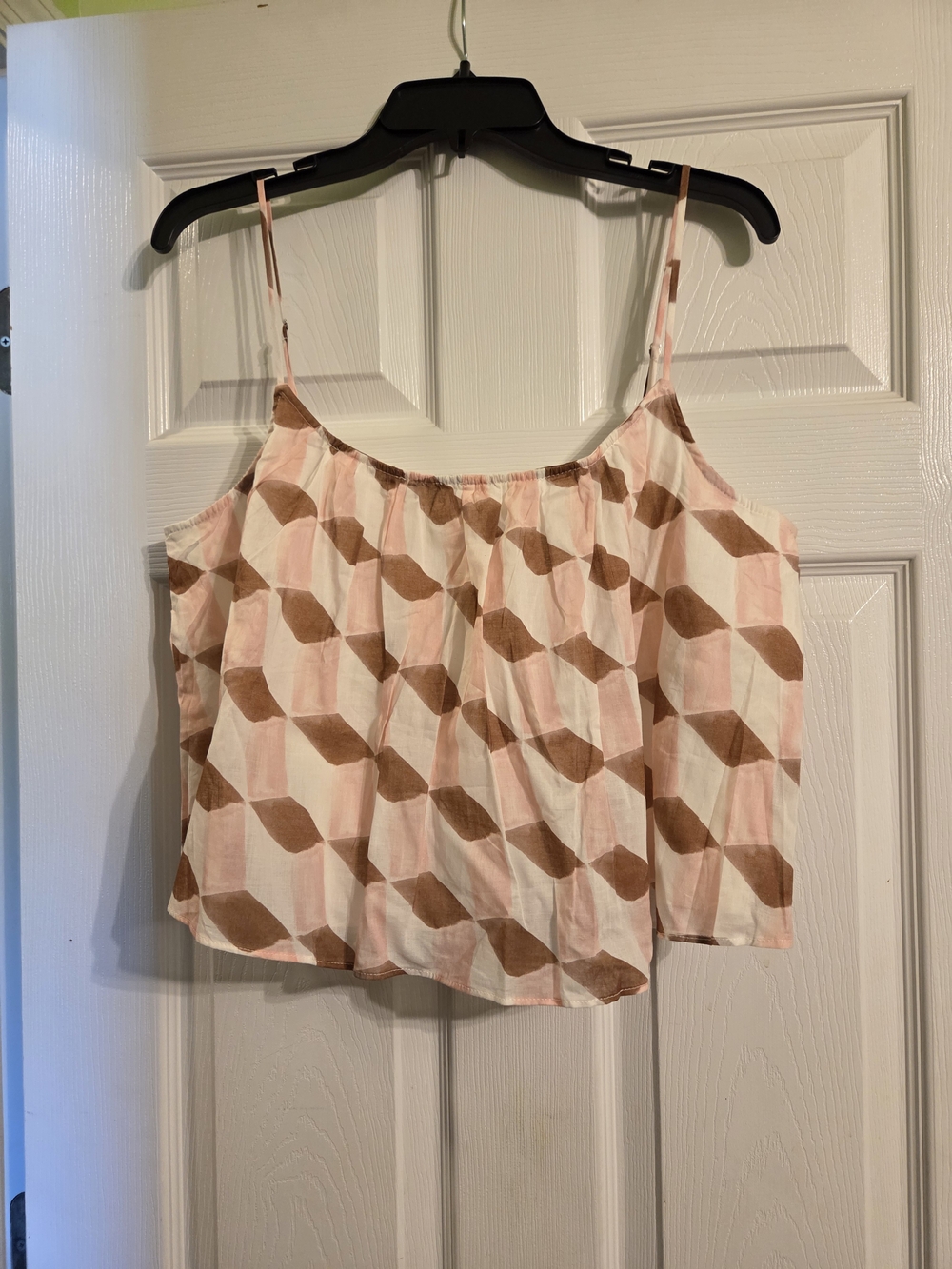 Banana Republic Pink and Brown Geometric Spaghetti Strap Cami